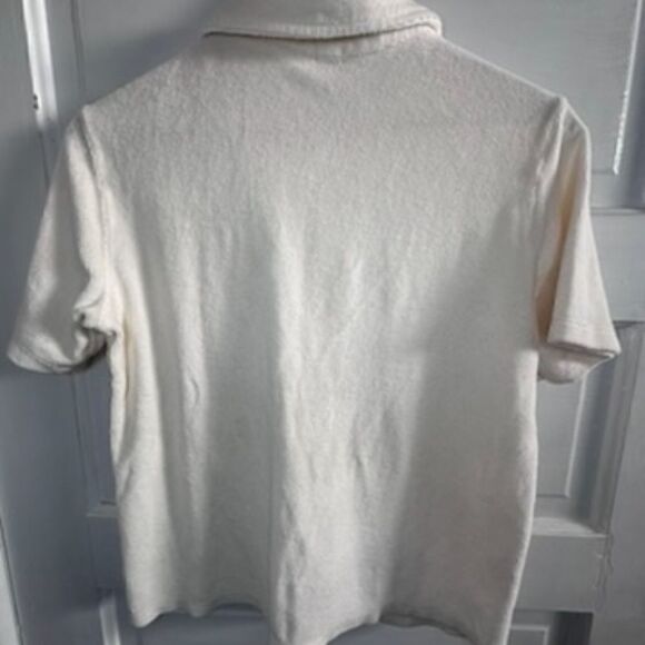 NWTs Monrow Terry Cloth Collared Pocket Button Down Top Size Small - Picture 9 of 10